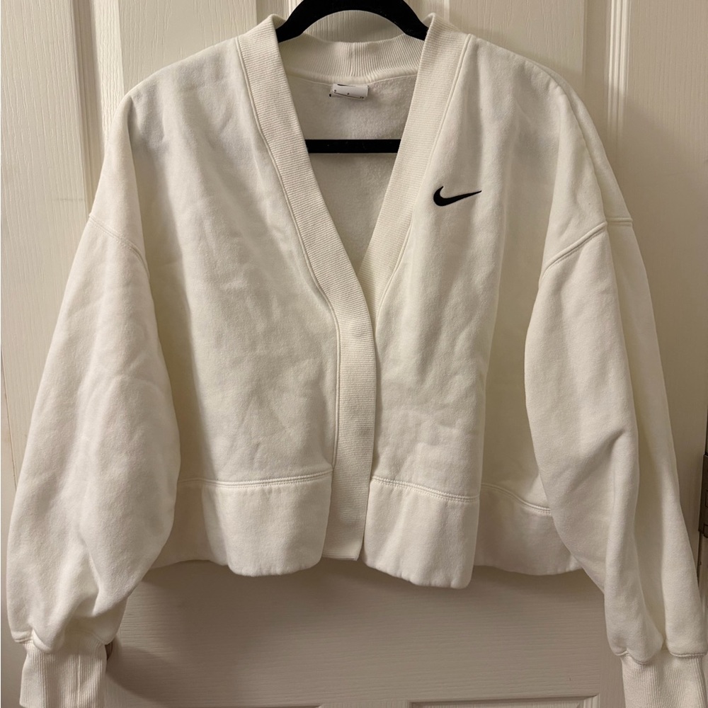 Nike Women's White Cropped Cardigan